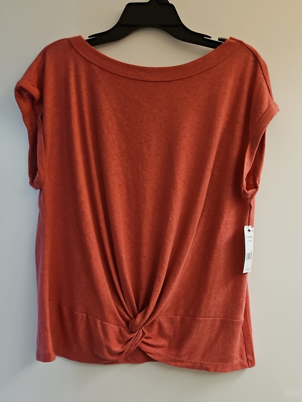 Liverpool Los Angeles Front Twist Knot Boat Neck Top L Slate Rose NWT $58